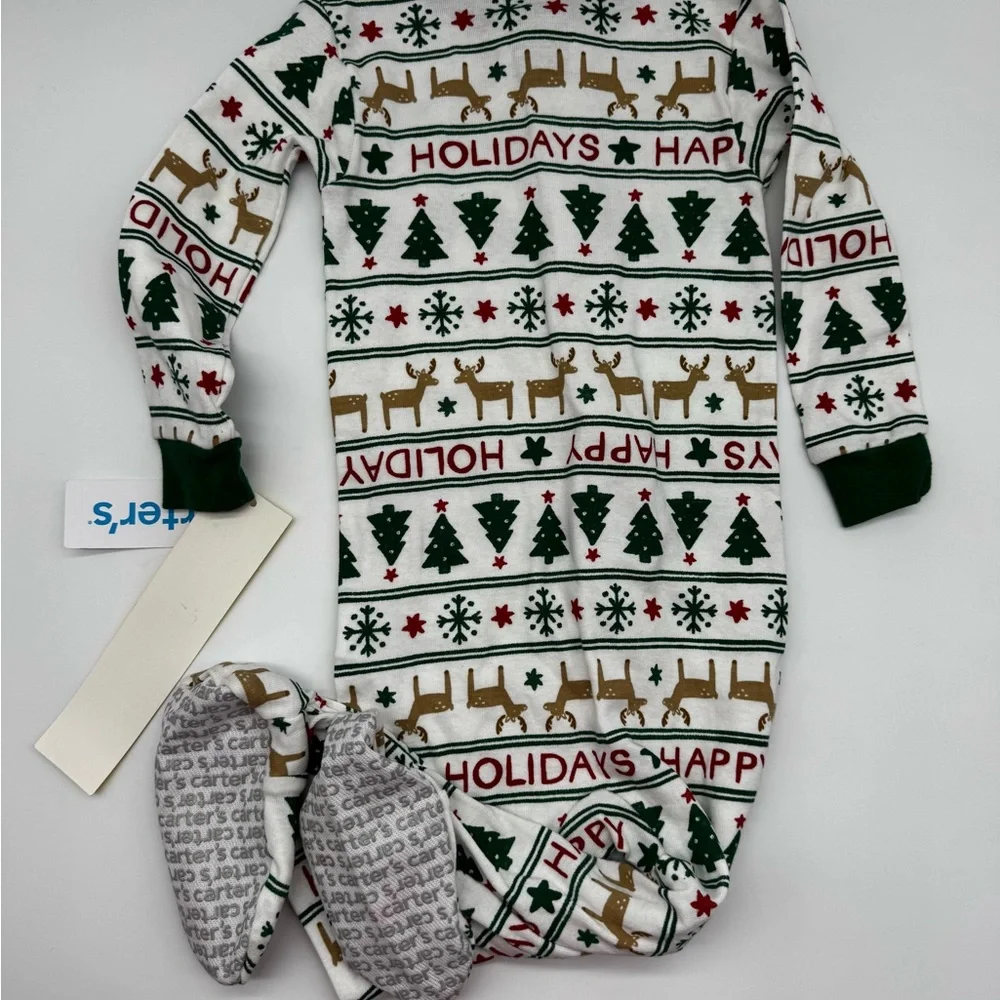 Carter's Festive Kids Footie Pajamas - Green, White, and‎ Red 18 mo